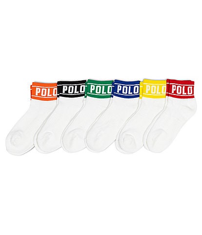 Polo Ralph Lauren Little Boys 2T-11 Polo Stripe Quarter 6-Pack Socks