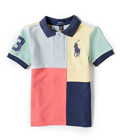Polo Ralph Lauren Little Boys 2T-7 Short Sleeve Big Pony Patchwork-Printed Mesh Polo Shirt