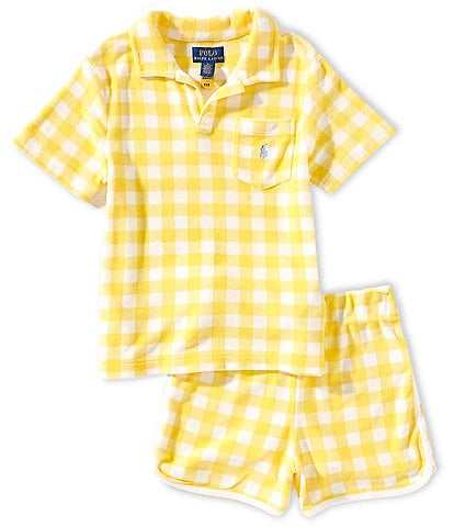 Polo Ralph Lauren Little Boys 2T-7 Short-Sleeve Gingham Printed Polo Shirt & Matching Shorts Set