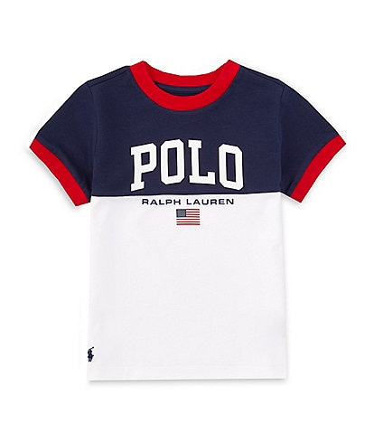 Polo Ralph Lauren Little Boys 2T-7 Short-Sleeve Logo American Flag Heavyweight Jersey T-Shirt