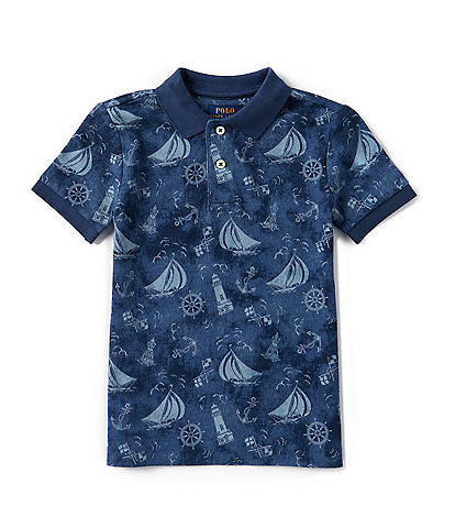 Polo Ralph Lauren Little Boys 2T-7 Short Sleeve Nautical Print Mesh Polo Shirt