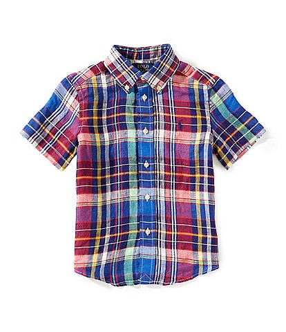 Polo Ralph Lauren Little Boys 2T-7 Short Sleeve Plaid Linen Shirt