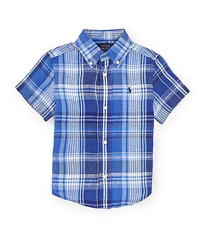 Polo Ralph Lauren Little Boys 2T-7 Short Sleeve Plaid Linen Shirt