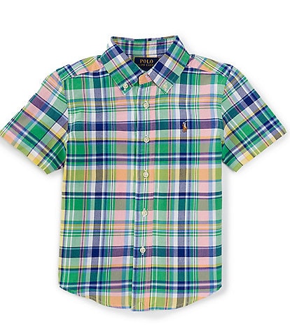 Polo Ralph Lauren Little Boys 2T-7 Short Sleeve Plaid Oxford Shirt