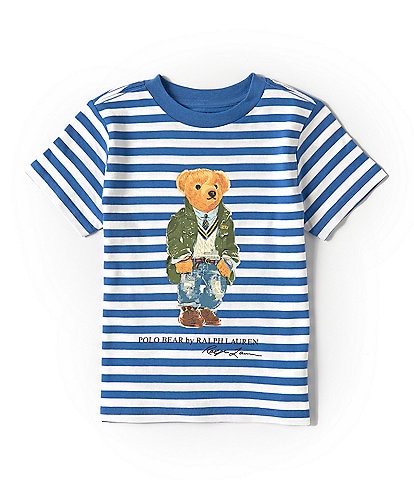 Polo Ralph Lauren Little Boys 2T-7 Short Sleeve Polo Bear Graphic Striped Jersey T-Shirt