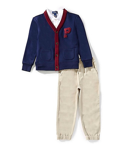 Polo Ralph Lauren Little Boys Long-Sleeve Cardigan, Short-Sleeve Polo Shirt & Chino Pants Set