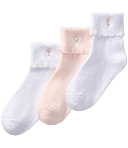 Polo Ralph Lauren Little Girls 2-4T Scalloped Edge Turn Cuff 3-Pack
