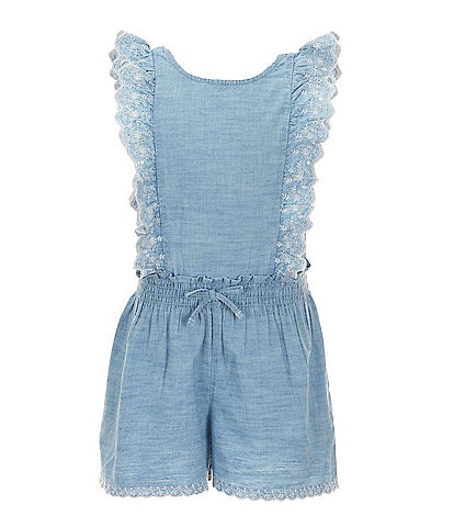 Polo Ralph Lauren Little Girls Eyelet-Embroidered Chambray Romper