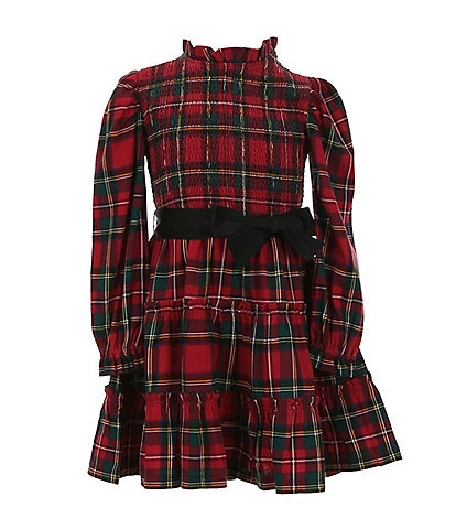 Polo Ralph Lauren Little Girls 2T-6X Long Sleeve Plaid Smocked Fit & Flare Dress