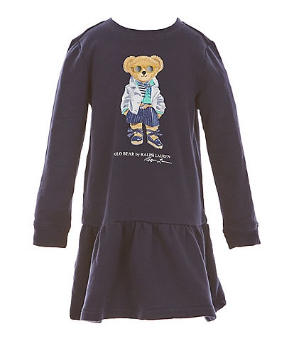 Polo Ralph Lauren Little Girls 2T-6X Long Sleeve Polo Bear Fleece Dress