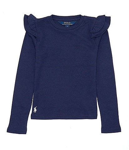Polo Ralph Lauren Little Girls 2T-6X Long-Sleeve Ruffled-Shoulder T-Shirt