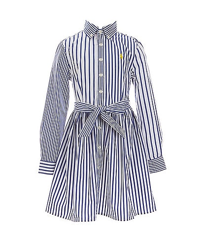 Polo Ralph Lauren Little Girls 2T-6X Long-Sleeve Striped Poplin Fun Shirtdress