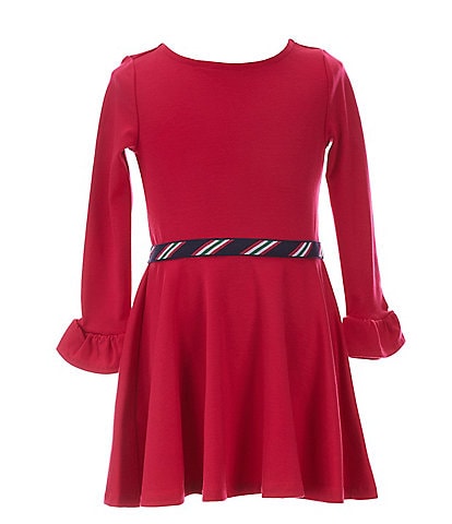Polo Ralph Lauren Little Girls 2T-6X Long-Sleeve Striped-Trim Ponte Dress