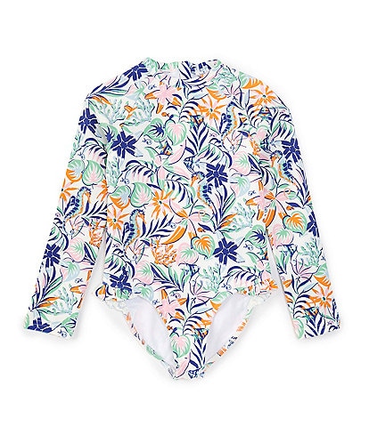 Polo Ralph Lauren Little Girls 2T-6X Raglan-Sleeve Tropical-Print One-Piece Rashguard Swimsuit