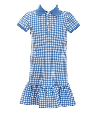 Polo Ralph Lauren Little Girls 2T-6X Short Sleeve Gingham Stretch Mesh Polo Dress