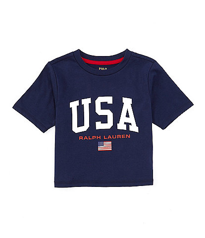 Polo Ralph Lauren Little Girls 2T-6X Short Sleeve USA Logo Jersey Boxy T-Shirt
