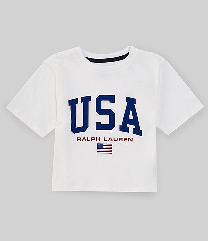 Polo Ralph Lauren Little Girls 2T-6X Short Sleeve USA Logo Jersey Boxy T-Shirt