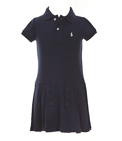 Polo Ralph Lauren Little Girls 2T-6X Short Sleeve Nautical Stretch Mesh Polo Dress