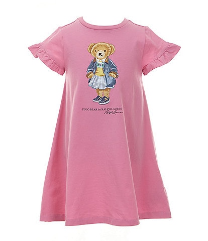 Polo Ralph Lauren Little Girls 2T-6X Short Sleeve Polo Bear A-Line Jersey Dress