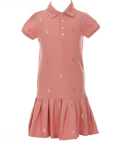 Polo Ralph Lauren Little Girls 2T-6X Short-Sleeve Polo Pony Stretch Mesh Drop-Waist Dress