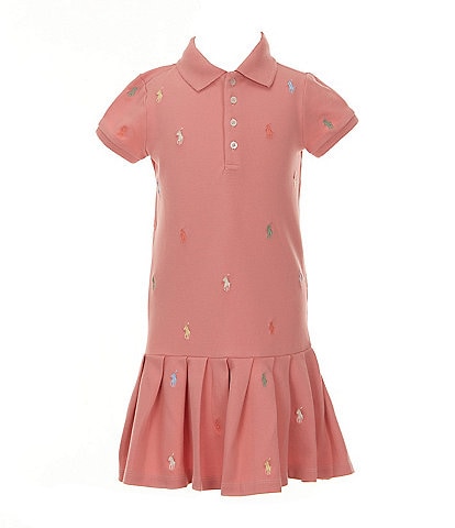 Polo Ralph Lauren Little Girls Short-Sleeve Polo Pony Stretch Mesh Drop-Waist Dress
