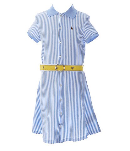 Polo Ralph Lauren Little Girls 2T-6X Short-Sleeve Striped Belted Knit Oxford Polo Dress