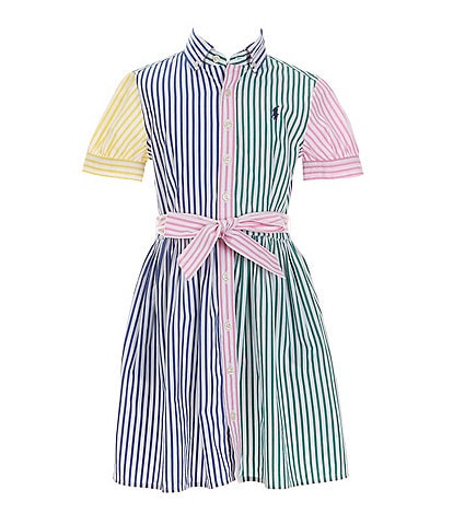 Polo Ralph Lauren Little Girls 2T-6X Short Sleeve Striped Fun Shirtdress