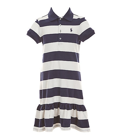 Polo Ralph Lauren Little Girls 2T-6X Short-Sleeve Striped Stretch Mesh Drop-Waist Dress