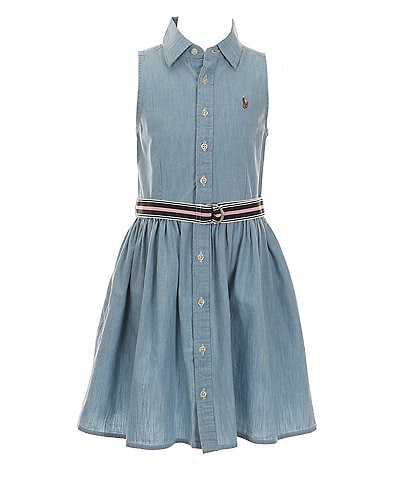 Polo Ralph Lauren Little Girls 2T-6X Sleeveless Belted Chambray Shirt Dress