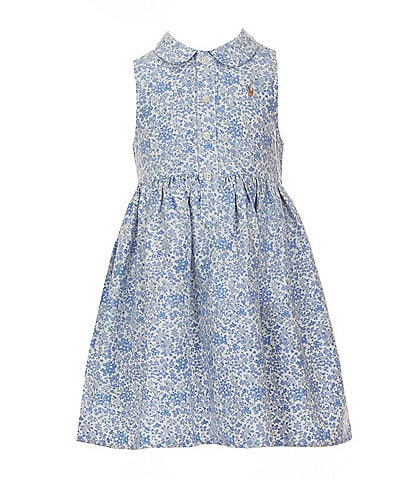 Polo Ralph Lauren Little Girls 2T-6X Sleeveless Floral Empire-Waist Oxford Shirtdress