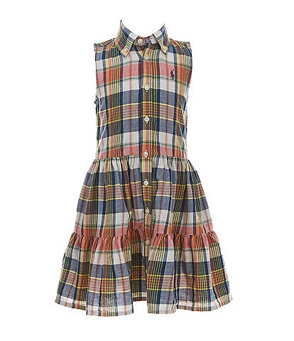 Polo Ralph Lauren Little Girls 2T-6X Sleeveless Madras Plaid Fit & Flare Dress