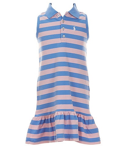 Polo Ralph Lauren Little Girls 2T-6X Sleeveless Striped Stretch Mesh Drop-Waist Dress
