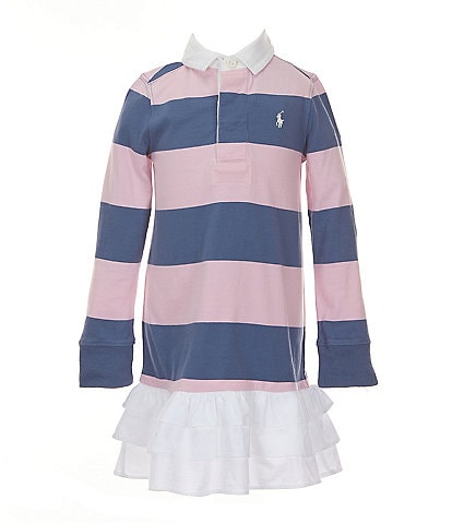 Polo Ralph Lauren Little Girls 2T-6X Striped Rugby Drop-Waist Jersey Dress