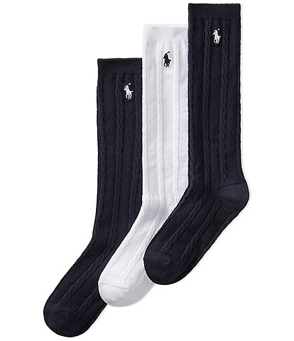 Polo Ralph Lauren Little Girls 4-11 Cable Knee High Sock 3-Pack