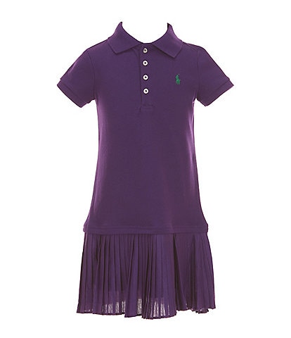 Polo Ralph Lauren Little Girls Short-Sleeve Pleated Stretch Mesh Polo Dress