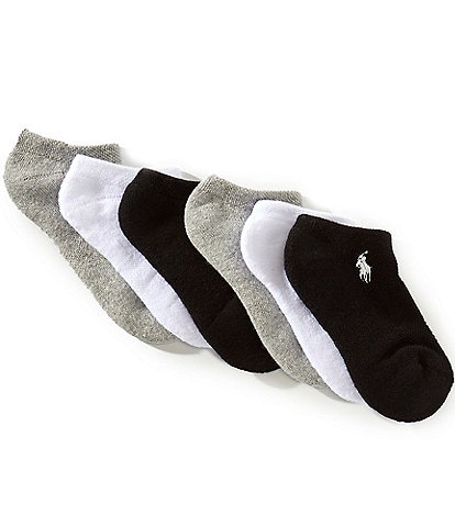 Polo Ralph Lauren Little/Big Boys 4-11 Performance Cushioned Sold Low-Cut Sock-6-Pack
