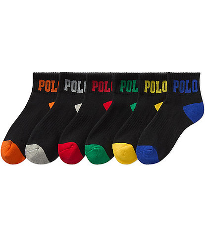 Polo Ralph Lauren Little/Big Boys Performance Polo Logo Quarter Socks 6-Pack