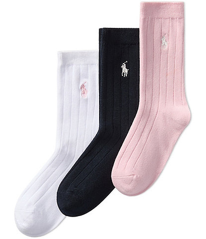 Polo Ralph Lauren Little/Big Girls 4-11 Classic Rib Solid Crew 3-Pack