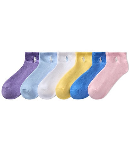 Polo Ralph Lauren Little/Big Girls 4-11 Performance Cushioned Solid Quarter Sock 6-Pack