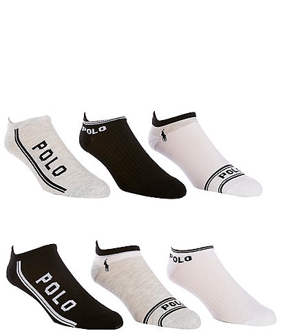 Polo Ralph Lauren Logo Side Stripe Low Cut Socks, 6 Pack