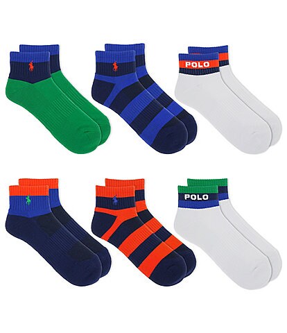 Polo Ralph Lauren Logo Stripe Quarter Socks 6-Pack