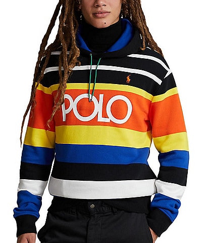 Polo Ralph Lauren Logo Striped Long Sleeve Fleece Hoodie