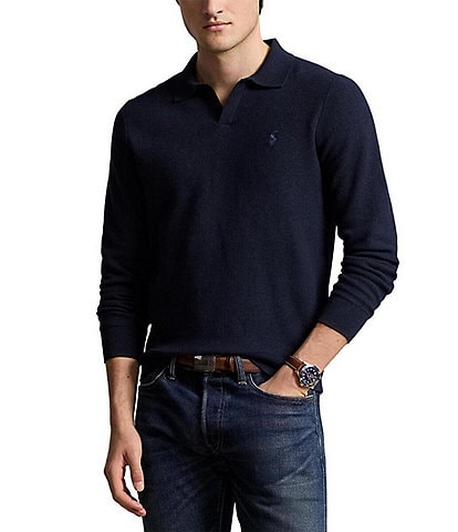 Polo Ralph Lauren Long Sleeve Mesh-Knit Sweater Polo Shirt