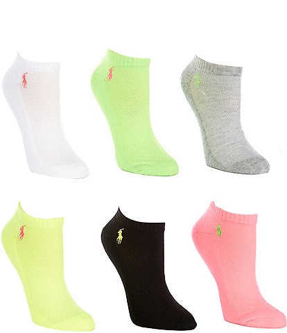Polo Ralph Lauren Women's Low-Cut Mesh-Top Sport Socks, 6 Pack