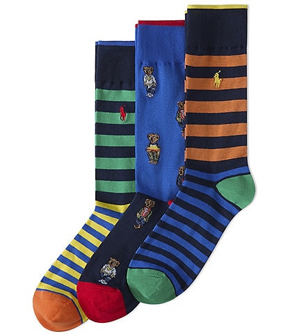 Polo Ralph Lauren Mini Bear & Stripe 3-Pack Socks