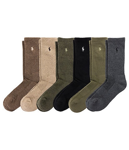 Polo Ralph Lauren Performance Cotton Crew 6-Pack Socks