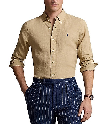 Polo Ralph Lauren Piece Dye Linen Long Sleeve Woven Shirt