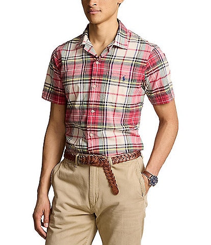 Polo Ralph Lauren Plaid Classic Fit Madras Short Sleeve Woven Camp Shirt