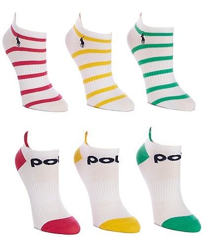 Polo Ralph Lauren Polo Logo with Stripes Ankle Socks, 6 Pack