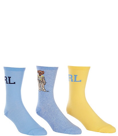 Polo Ralph Lauren Pre-Spring Bear Crew Socks Gift Box, 3 Pack
